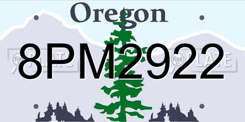 8PM2922 Oregon License Plate