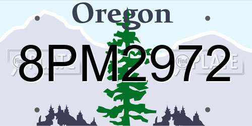 8PM2972 Oregon License Plate