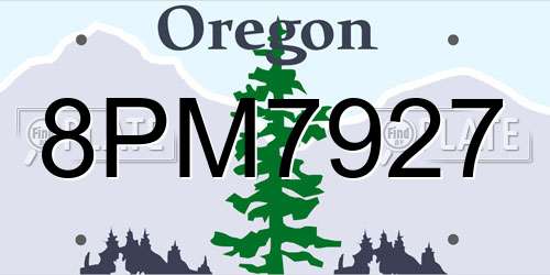 8PM7927 Oregon License Plate