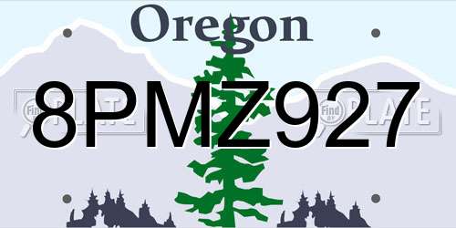 8PMZ927 Oregon License Plate