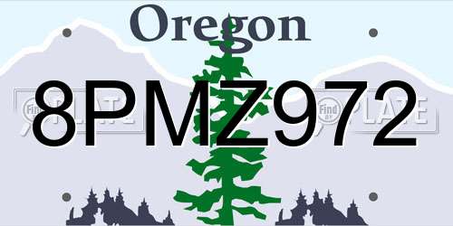 8PMZ972 Oregon License Plate