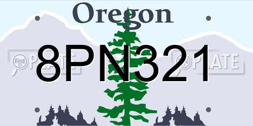 8PN321 Oregon License Plate