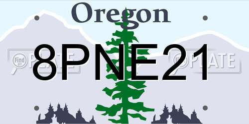 8PNE21 Oregon License Plate