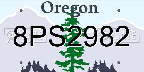 8PS2982 Oregon License Plate