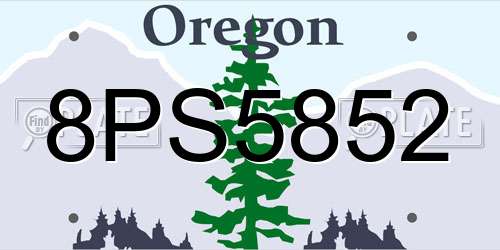 8PS5852 Oregon License Plate