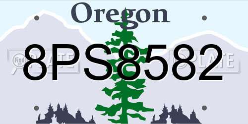 8PS8582 Oregon License Plate