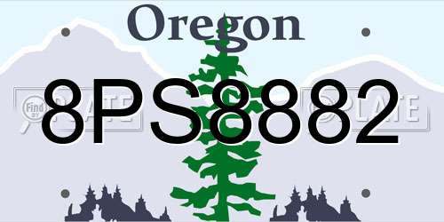 8PS8882 Oregon License Plate