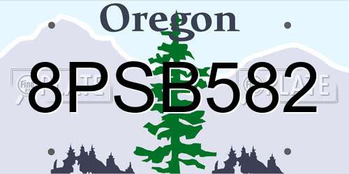 8PSB582 Oregon License Plate