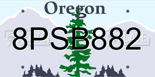 8PSB882 Oregon License Plate