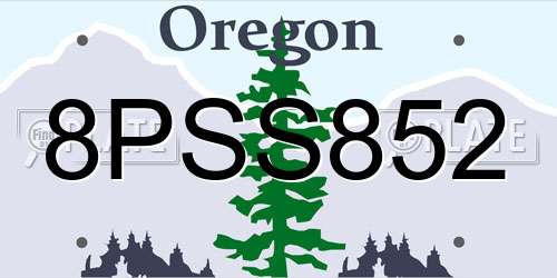 8PSS852 Oregon License Plate