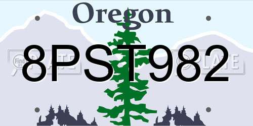 8PST982 Oregon License Plate