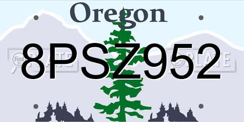 8PSZ952 Oregon License Plate