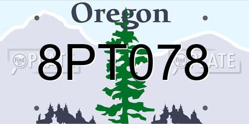 8PT078 Oregon License Plate