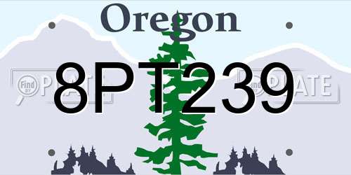 8PT239 Oregon License Plate