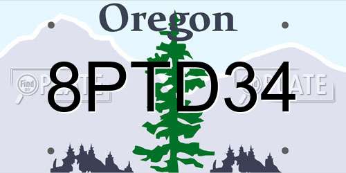 8PTD34 Oregon License Plate