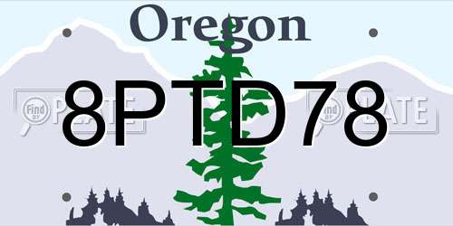 8PTD78 Oregon License Plate