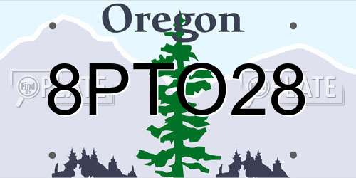 8PTO28 Oregon License Plate