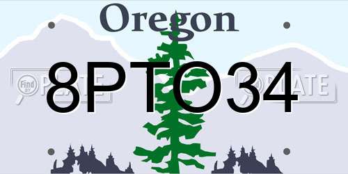 8PTO34 Oregon License Plate