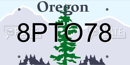 8PTO78 Oregon License Plate
