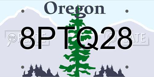8PTQ28 Oregon License Plate