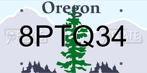 8PTQ34 Oregon License Plate