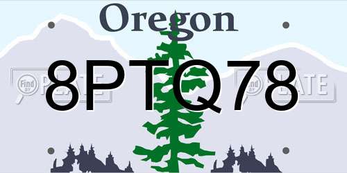 8PTQ78 Oregon License Plate