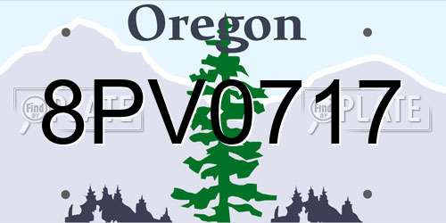 8PV0717 Oregon License Plate