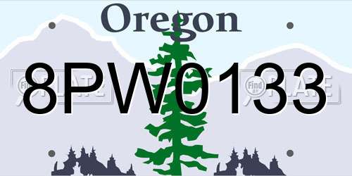 8PW0133 Oregon License Plate