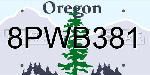 8PWB381 Oregon License Plate