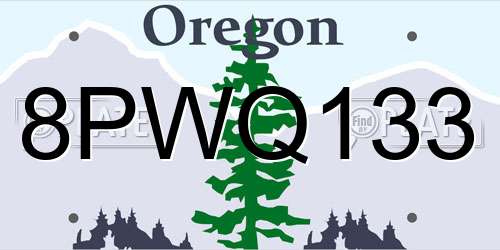 8PWQ133 Oregon License Plate