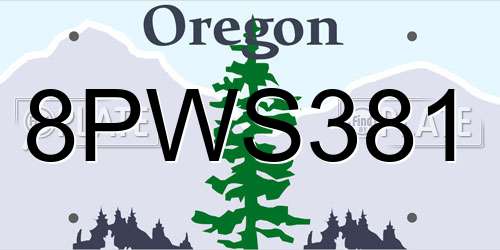 8PWS381 Oregon License Plate