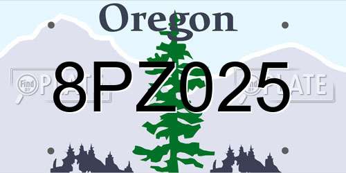 8PZ025 Oregon License Plate