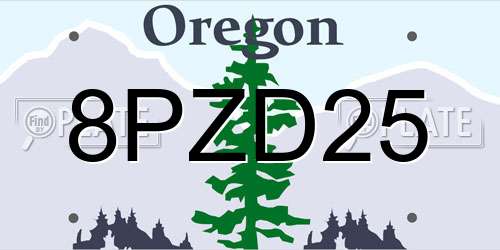 8PZD25 Oregon License Plate