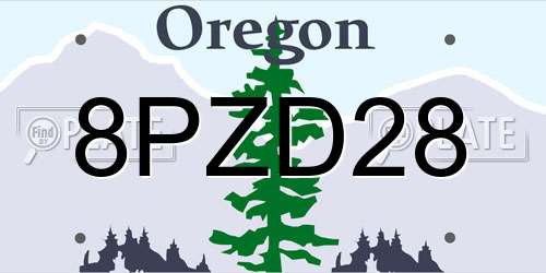 8PZD28 Oregon License Plate