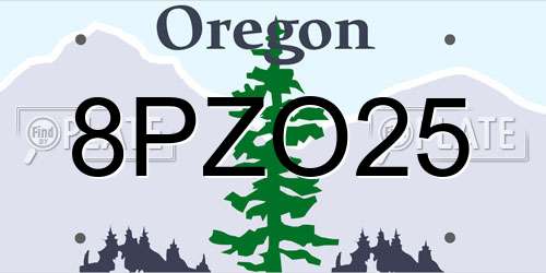 8PZO25 Oregon License Plate