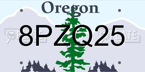 8PZQ25 Oregon License Plate
