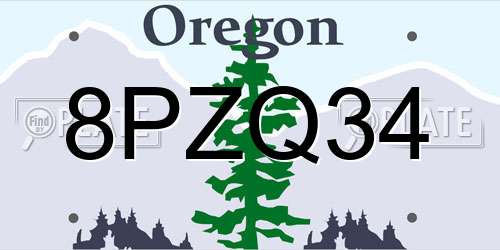 8PZQ34 Oregon License Plate