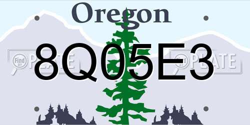 8Q05E3 Oregon License Plate