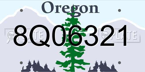8Q06321 Oregon License Plate