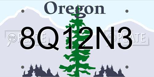 8Q12N3 Oregon License Plate