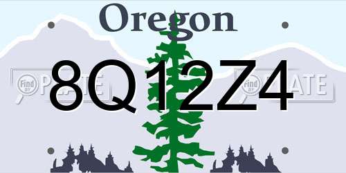 8Q12Z4 Oregon License Plate
