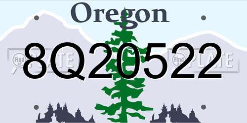 8Q20522 Oregon License Plate