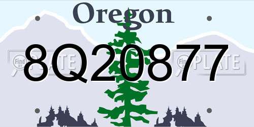 8Q20877 Oregon License Plate