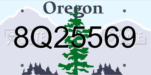 8Q25569 Oregon License Plate