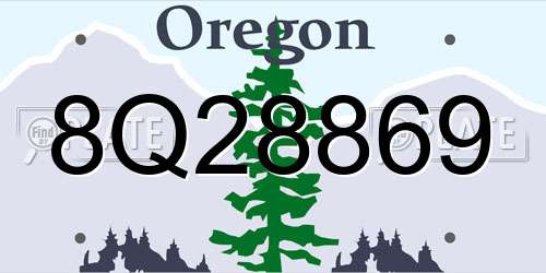 8Q28869 Oregon License Plate
