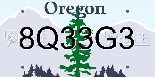8Q33G3 Oregon License Plate