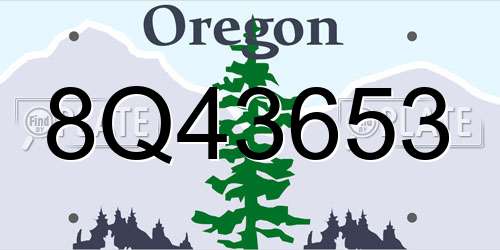 8Q43653 Oregon License Plate