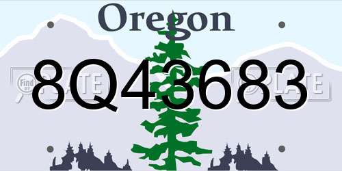 8Q43683 Oregon License Plate