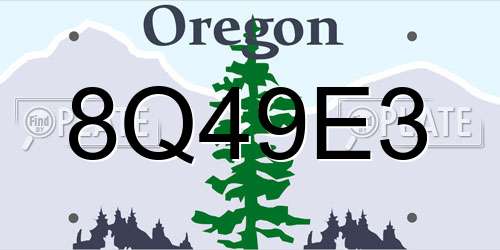 8Q49E3 Oregon License Plate
