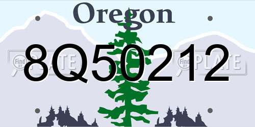 8Q50212 Oregon License Plate
